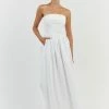 DISSH ALLIE WHITE LINEN MIDI DRESS