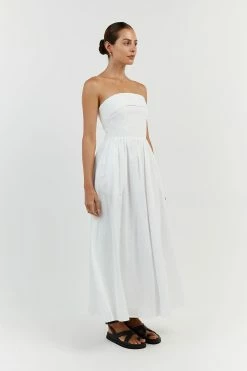 DISSH ALLIE WHITE LINEN MIDI DRESS 7 DISSH ALLIE WHITE LINEN MIDI DRESS -DISSH all-clothing Shop DFS11552WE.100 12