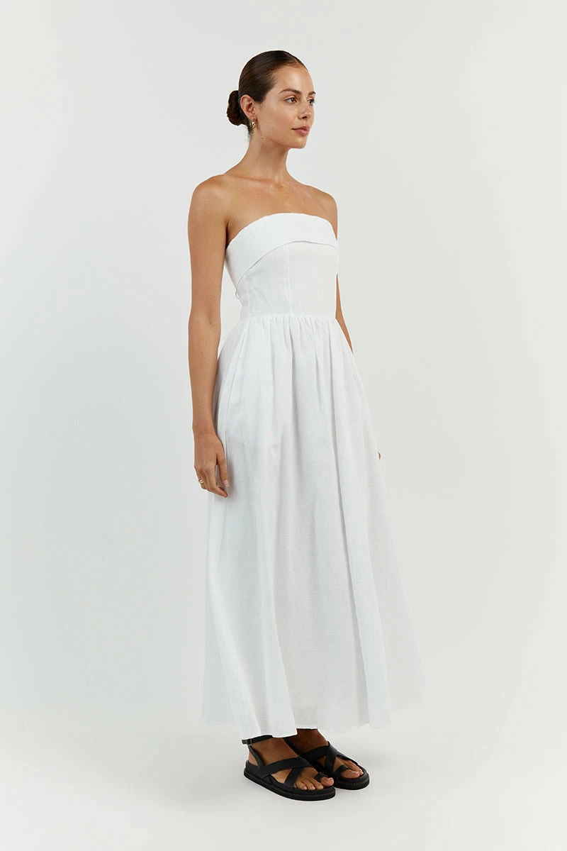 DISSH ALLIE WHITE LINEN MIDI DRESS 3 DISSH ALLIE WHITE LINEN MIDI DRESS - Image 3