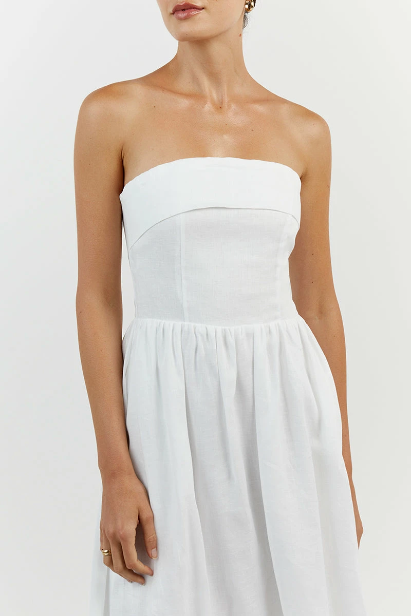 DISSH ALLIE WHITE LINEN MIDI DRESS 4 DISSH ALLIE WHITE LINEN MIDI DRESS - Image 4