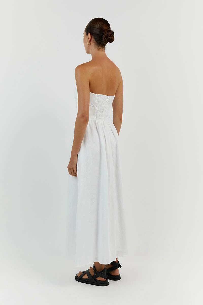 DISSH ALLIE WHITE LINEN MIDI DRESS 5 DISSH ALLIE WHITE LINEN MIDI DRESS - Image 5