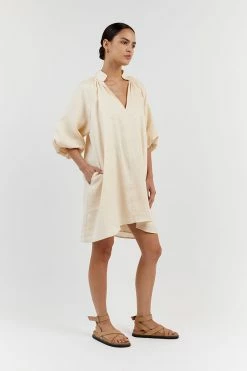DISSH MATHER BUTTER LINEN SMOCK DRESS -DISSH all-clothing Shop DFS11596BUT.195 12
