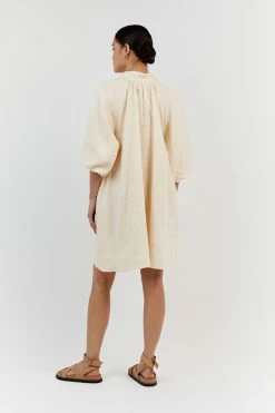 DISSH MATHER BUTTER LINEN SMOCK DRESS -DISSH all-clothing Shop DFS11596BUT.195 13