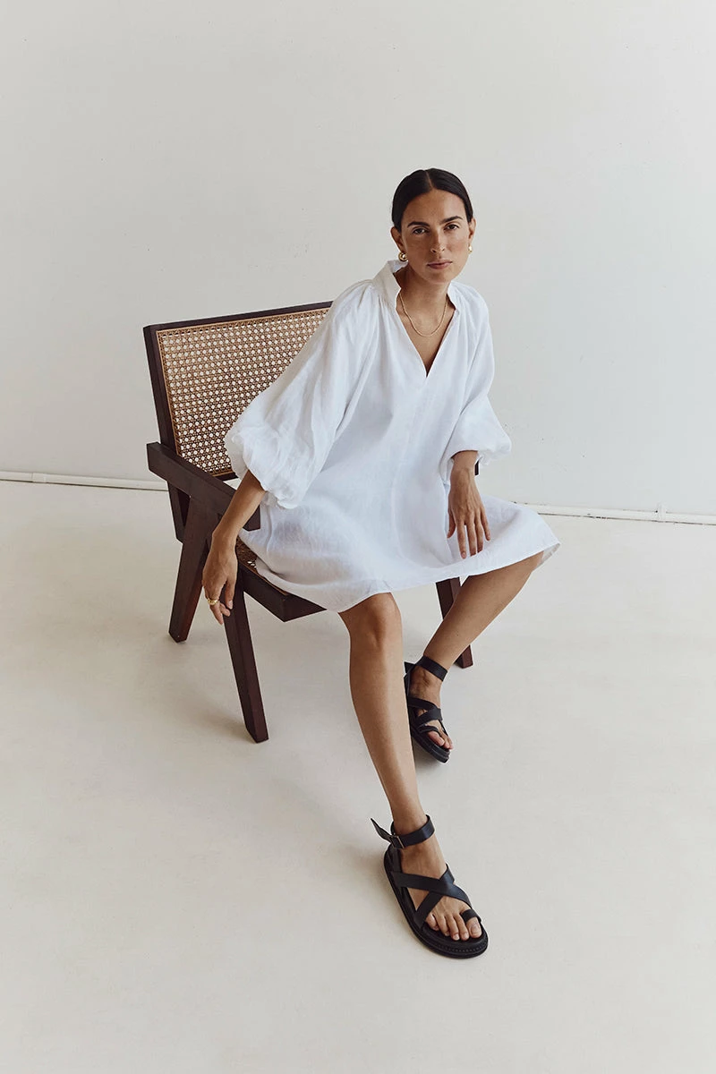 DISSH MATHER WHITE LINEN SMOCK DRESS 6 DISSH MATHER WHITE LINEN SMOCK DRESS - Image 6