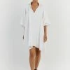 DISSH MATHER WHITE LINEN SMOCK DRESS