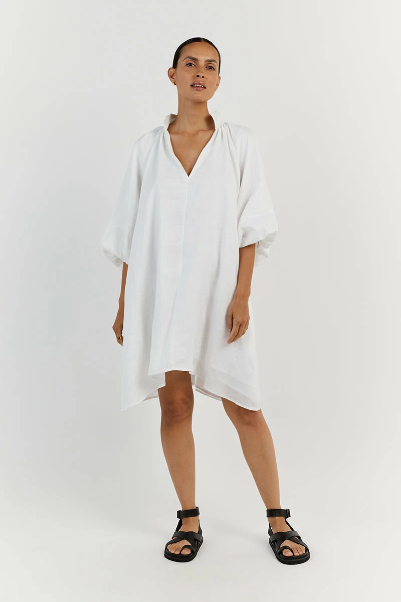 DISSH MATHER WHITE LINEN SMOCK DRESS 2 DISSH MATHER WHITE LINEN SMOCK DRESS - Image 2