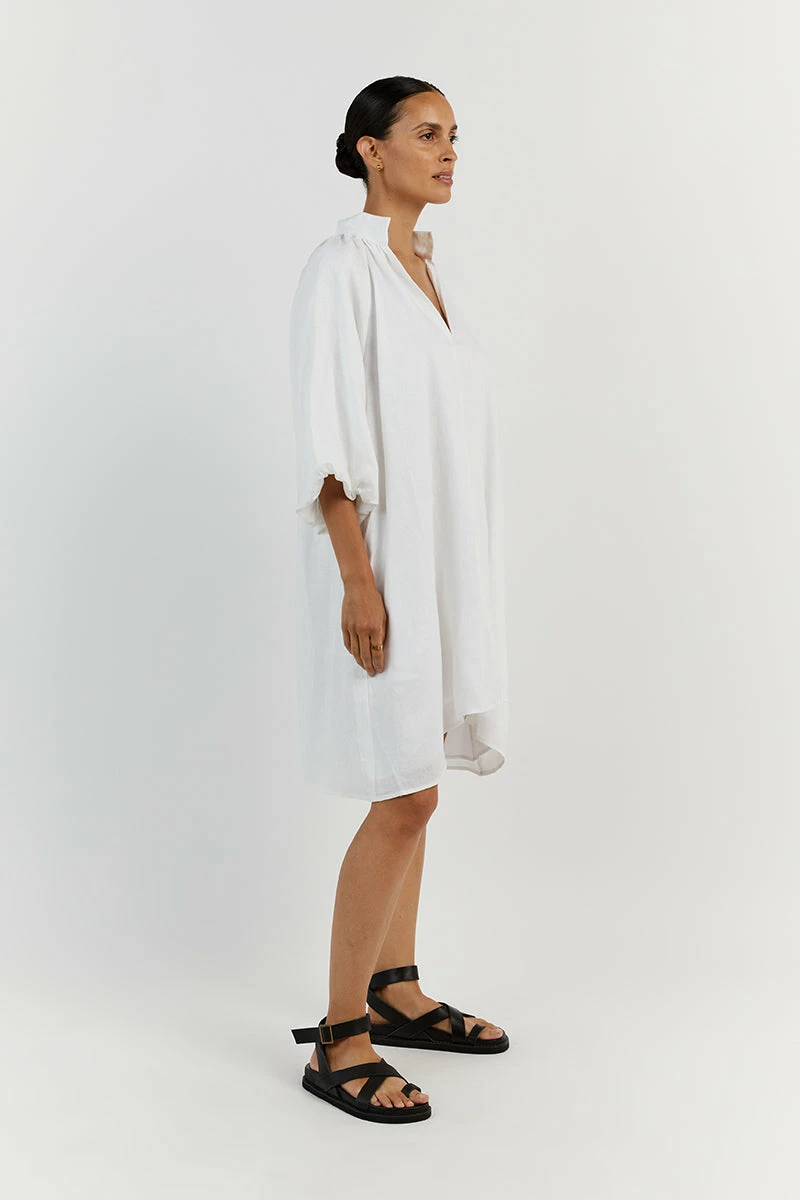 DISSH MATHER WHITE LINEN SMOCK DRESS 3 DISSH MATHER WHITE LINEN SMOCK DRESS - Image 3