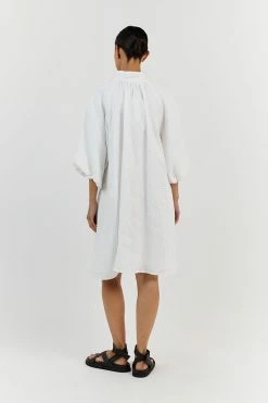 DISSH MATHER WHITE LINEN SMOCK DRESS 9 DISSH MATHER WHITE LINEN SMOCK DRESS -DISSH all-clothing Shop DFS11596WE.100 13