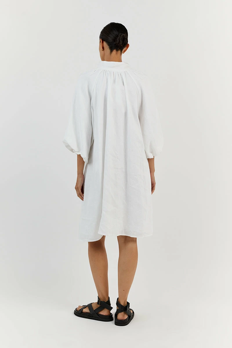 DISSH MATHER WHITE LINEN SMOCK DRESS 4 DISSH MATHER WHITE LINEN SMOCK DRESS - Image 4
