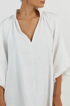 DISSH MATHER WHITE LINEN SMOCK DRESS 10 DISSH MATHER WHITE LINEN SMOCK DRESS -DISSH all-clothing Shop DFS11596WE.100 14