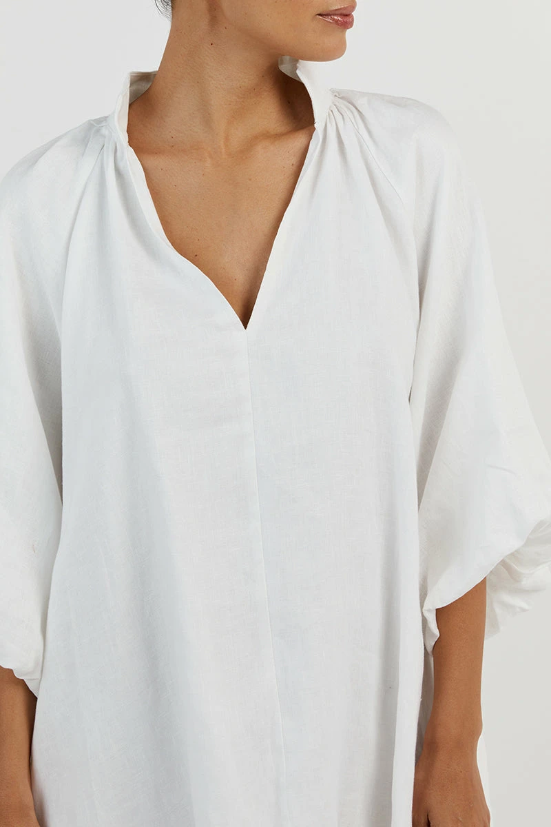 DISSH MATHER WHITE LINEN SMOCK DRESS 5 DISSH MATHER WHITE LINEN SMOCK DRESS - Image 5