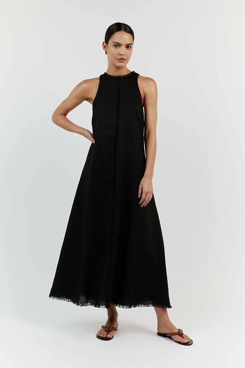 DISSH GEORGIE BLACK LINEN HIGH NECK DRESS 2 DISSH GEORGIE BLACK LINEN HIGH NECK DRESS - Image 2