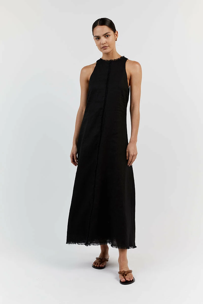 DISSH GEORGIE BLACK LINEN HIGH NECK DRESS 1 DISSH GEORGIE BLACK LINEN HIGH NECK DRESS