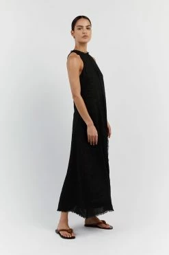 DISSH GEORGIE BLACK LINEN HIGH NECK DRESS 7 DISSH GEORGIE BLACK LINEN HIGH NECK DRESS -DISSH all-clothing Shop DFS11597BK.600 12