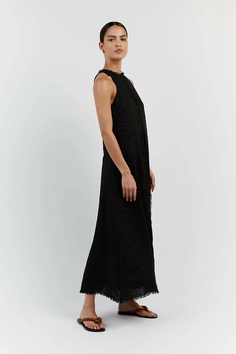 DISSH GEORGIE BLACK LINEN HIGH NECK DRESS 3 DISSH GEORGIE BLACK LINEN HIGH NECK DRESS - Image 3