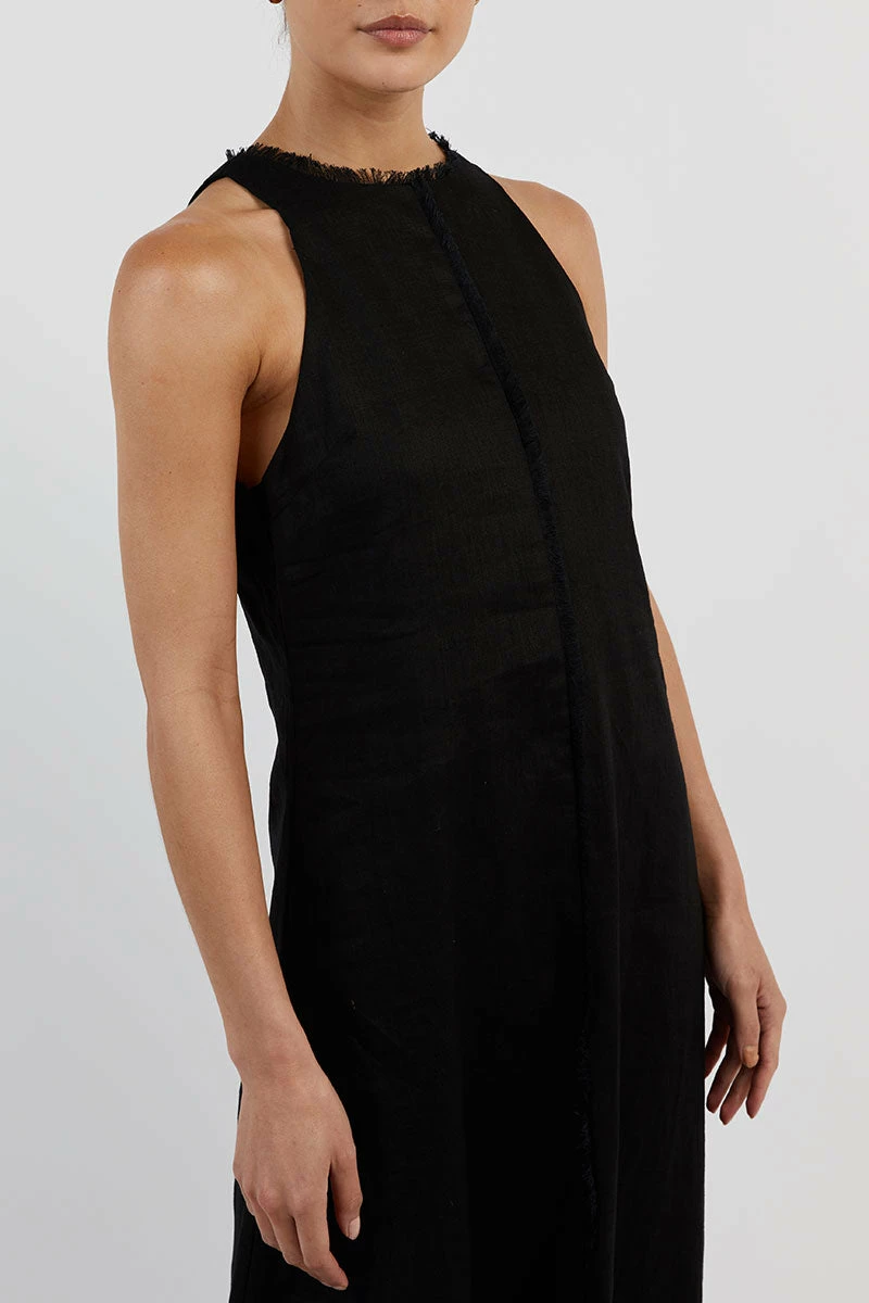 DISSH GEORGIE BLACK LINEN HIGH NECK DRESS 5 DISSH GEORGIE BLACK LINEN HIGH NECK DRESS - Image 5