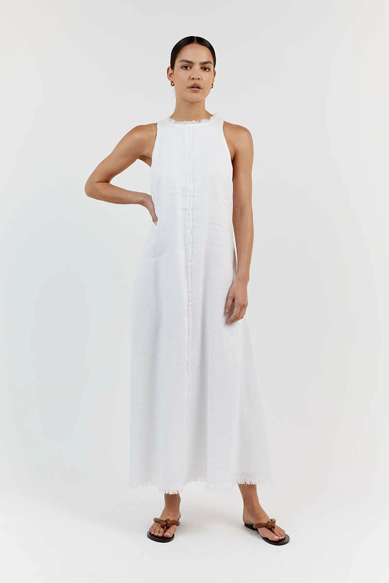DISSH GEORGIE WHITE LINEN HIGH NECK DRESS 3 DISSH GEORGIE WHITE LINEN HIGH NECK DRESS - Image 3