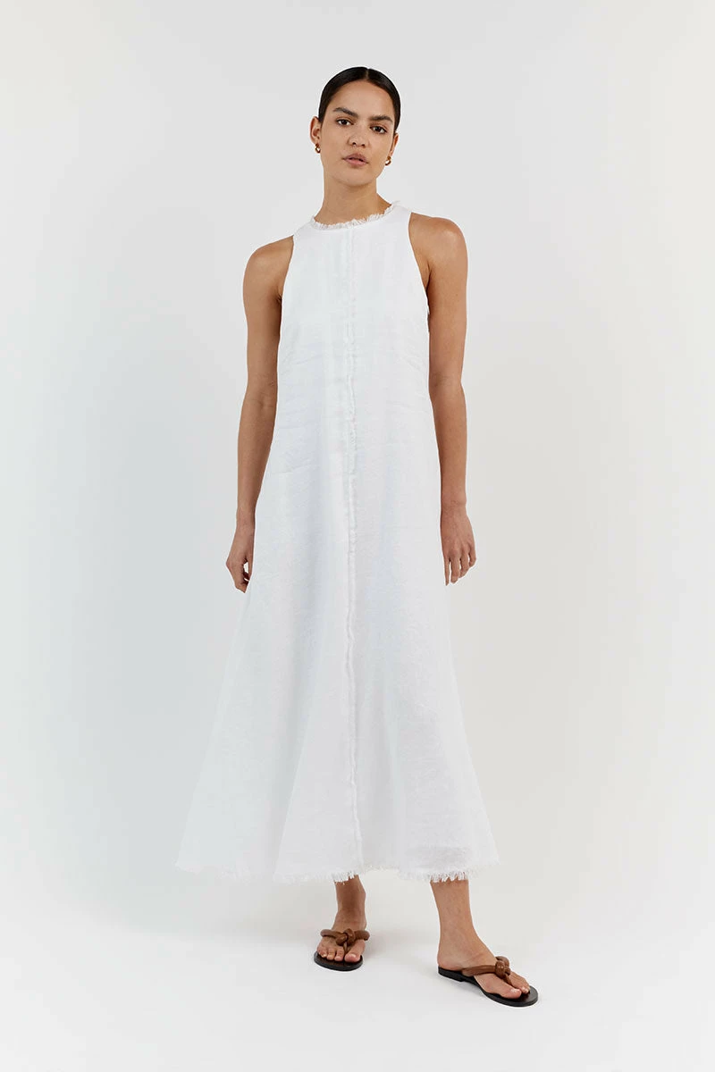 DISSH GEORGIE WHITE LINEN HIGH NECK DRESS 2 DISSH GEORGIE WHITE LINEN HIGH NECK DRESS - Image 2