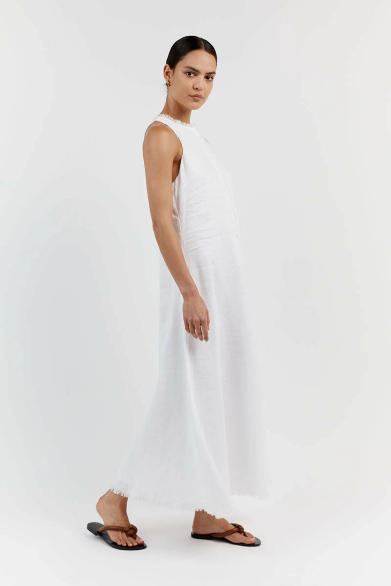 DISSH GEORGIE WHITE LINEN HIGH NECK DRESS 4 DISSH GEORGIE WHITE LINEN HIGH NECK DRESS - Image 4