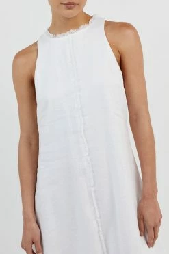 DISSH GEORGIE WHITE LINEN HIGH NECK DRESS 11 DISSH GEORGIE WHITE LINEN HIGH NECK DRESS -DISSH all-clothing Shop DFS11597WE.100 14