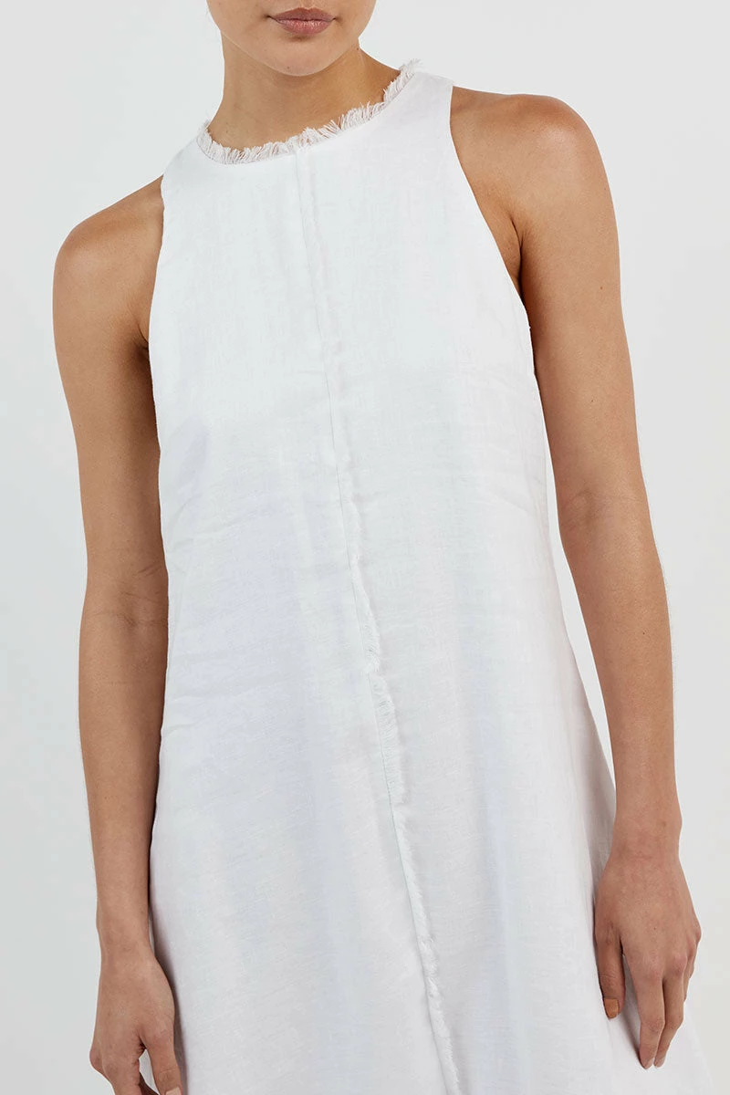 DISSH GEORGIE WHITE LINEN HIGH NECK DRESS 6 DISSH GEORGIE WHITE LINEN HIGH NECK DRESS - Image 6