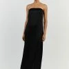 DISSH KARNEY BLACK LINEN STRAPLESS DRESS