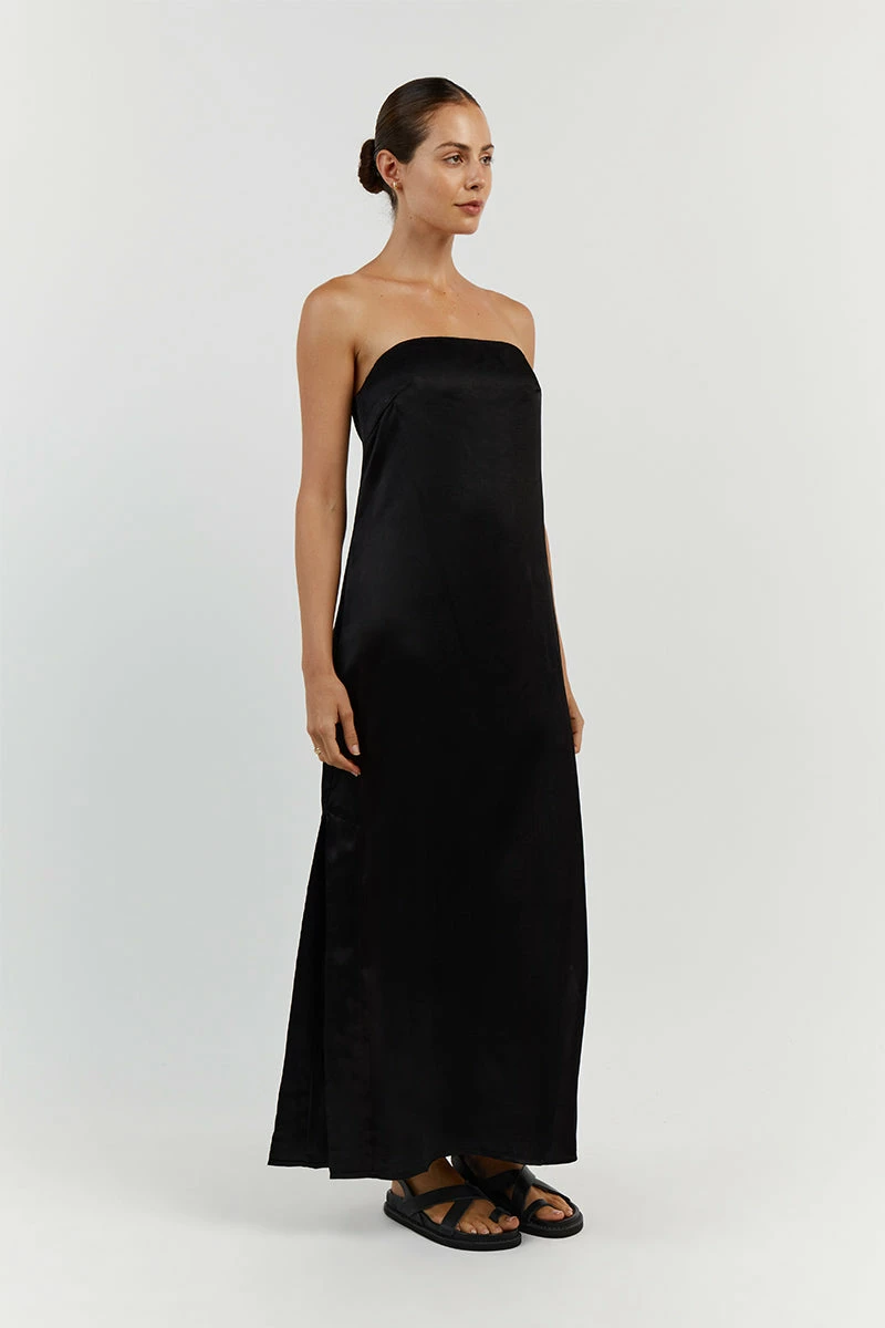 DISSH KARNEY BLACK LINEN STRAPLESS DRESS 3 DISSH KARNEY BLACK LINEN STRAPLESS DRESS - Image 3