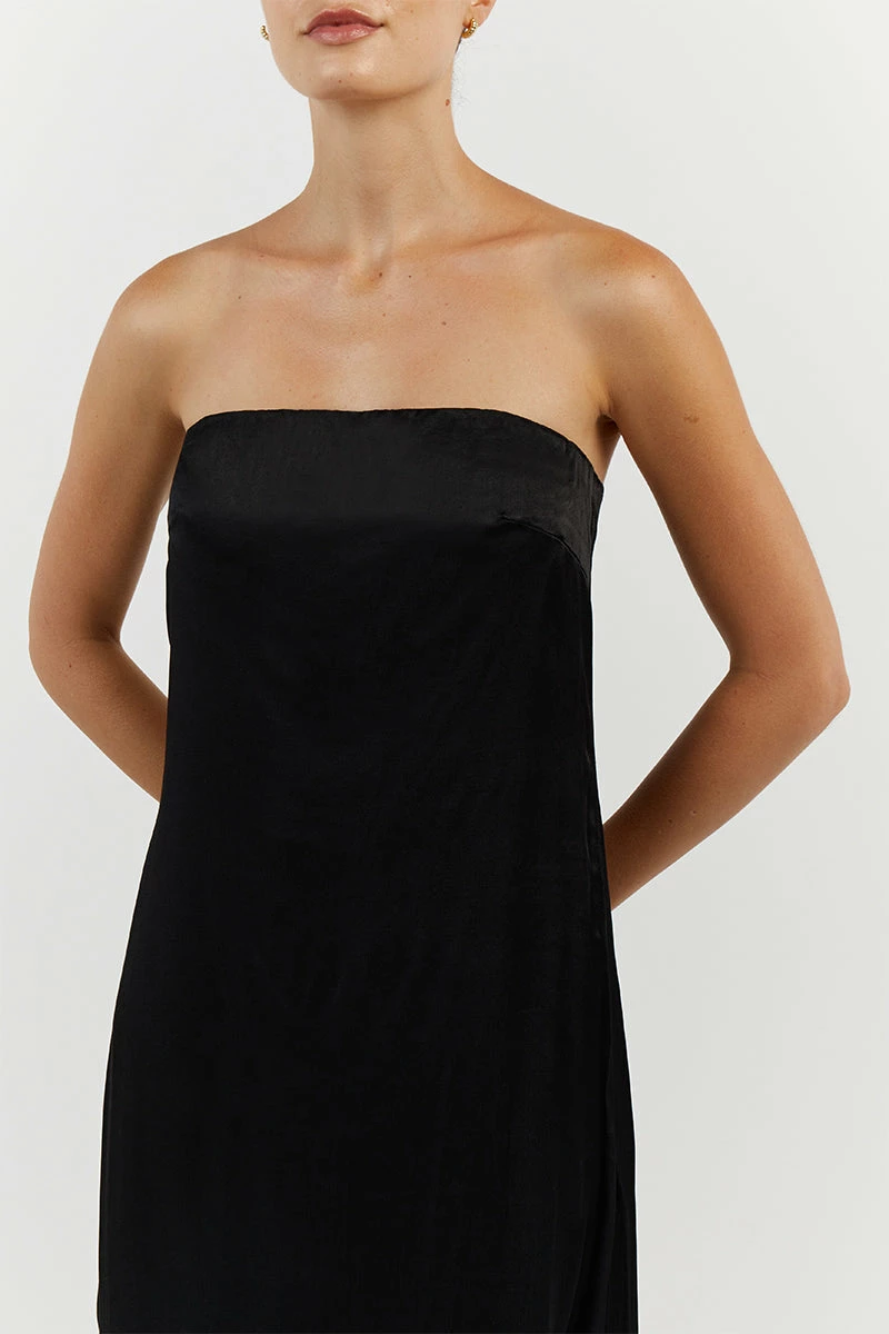 DISSH KARNEY BLACK LINEN STRAPLESS DRESS 4 DISSH KARNEY BLACK LINEN STRAPLESS DRESS - Image 4