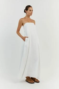 DISSH KARNEY WHITE LINEN STRAPLESS DRESS 7 DISSH KARNEY WHITE LINEN STRAPLESS DRESS -DISSH all-clothing Shop DFS11607WE.100 12