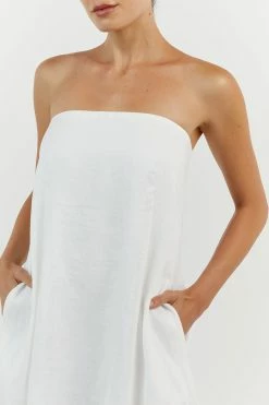 DISSH KARNEY WHITE LINEN STRAPLESS DRESS 9 DISSH KARNEY WHITE LINEN STRAPLESS DRESS -DISSH all-clothing Shop DFS11607WE.100 14
