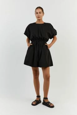 DISSH ELLA BLACK COTTON MINI DRESS