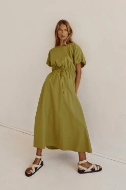 DISSH ELLA PISTACHIO COTTON MIDI DRESS