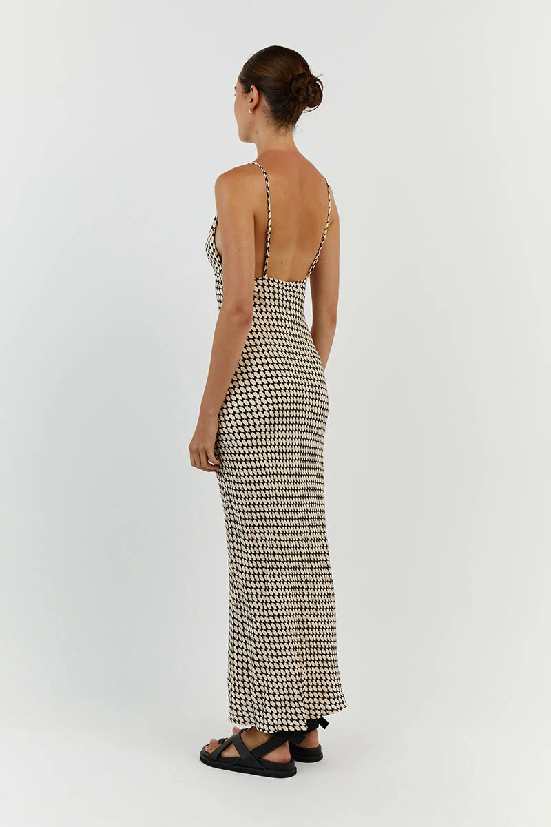 DISSH MAE BLACK/BEIGE VISCOSE MIDI DRESS 5 DISSH MAE BLACK/BEIGE VISCOSE MIDI DRESS - Image 5