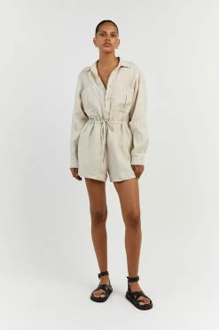 DISSH MAXIE NATURAL LINEN SHIRT ROMPER