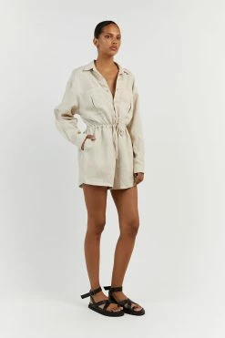 DISSH MAXIE NATURAL LINEN SHIRT ROMPER 7 DISSH MAXIE NATURAL LINEN SHIRT ROMPER -DISSH all-clothing Shop DFS13003NAT.150 12