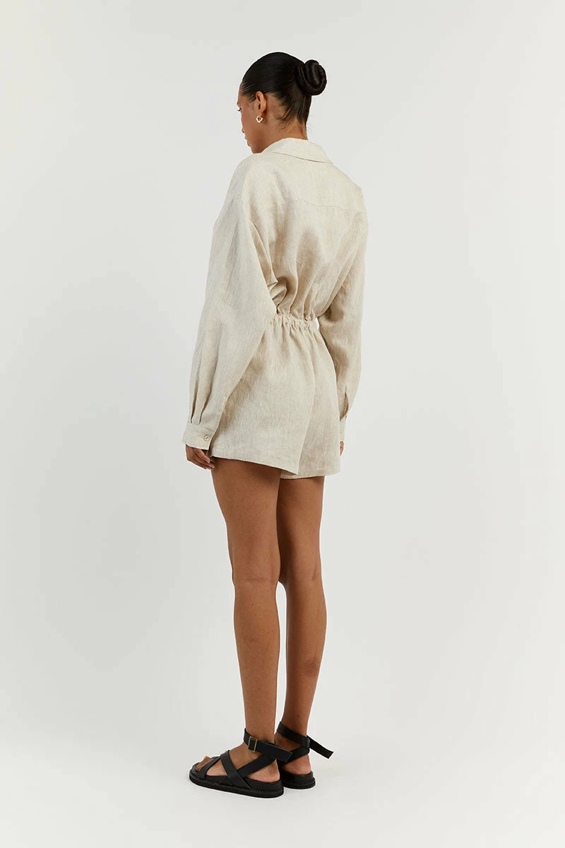DISSH MAXIE NATURAL LINEN SHIRT ROMPER 4 DISSH MAXIE NATURAL LINEN SHIRT ROMPER - Image 4