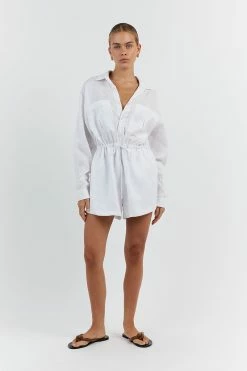 DISSH MAXIE WHITE LINEN SHIRT ROMPER 8 DISSH MAXIE WHITE LINEN SHIRT ROMPER -DISSH all-clothing Shop DFS13003WE.100 11