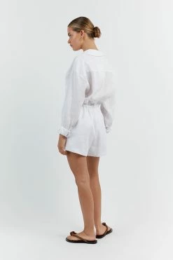 DISSH MAXIE WHITE LINEN SHIRT ROMPER 10 DISSH MAXIE WHITE LINEN SHIRT ROMPER -DISSH all-clothing Shop DFS13003WE.100 13