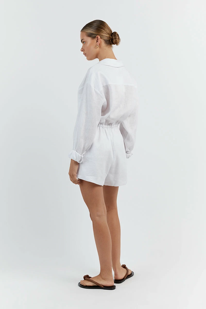 DISSH MAXIE WHITE LINEN SHIRT ROMPER 5 DISSH MAXIE WHITE LINEN SHIRT ROMPER - Image 5