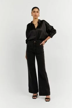 DISSH SIMONE BLACK SATIN SHIRT