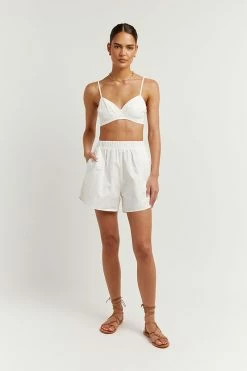 DISSH MAXIE WHITE COTTON SCOOP SHORT 11 DISSH MAXIE WHITE COTTON SCOOP SHORT -DISSH all-clothing Shop DLD07020DWE.100