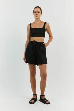 DISSH HAZEL BLACK LINEN JOGGER SHORT