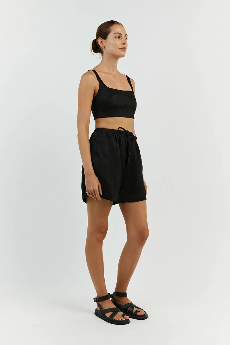 DISSH HAZEL BLACK LINEN JOGGER SHORT 4 DISSH HAZEL BLACK LINEN JOGGER SHORT - Image 4