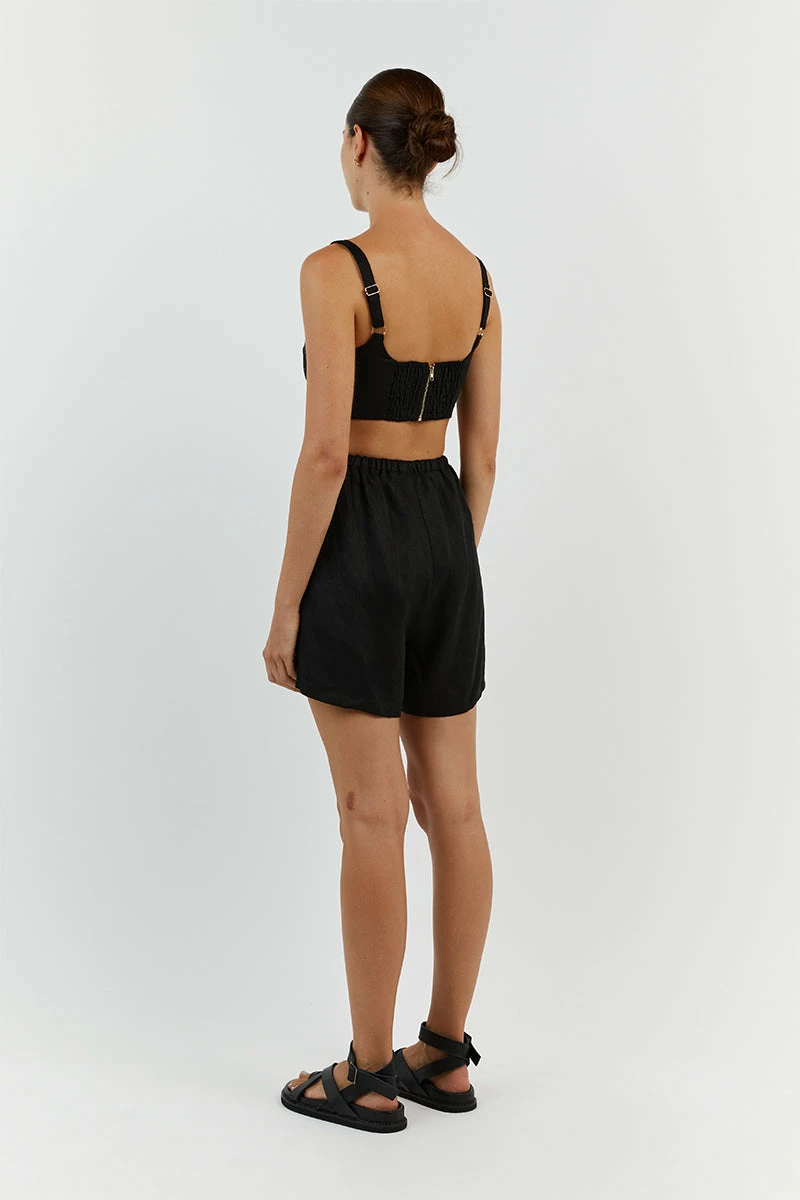 DISSH HAZEL BLACK LINEN JOGGER SHORT 3 DISSH HAZEL BLACK LINEN JOGGER SHORT - Image 3