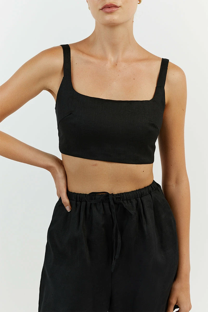 DISSH HAZEL BLACK LINEN JOGGER SHORT 5 DISSH HAZEL BLACK LINEN JOGGER SHORT - Image 5