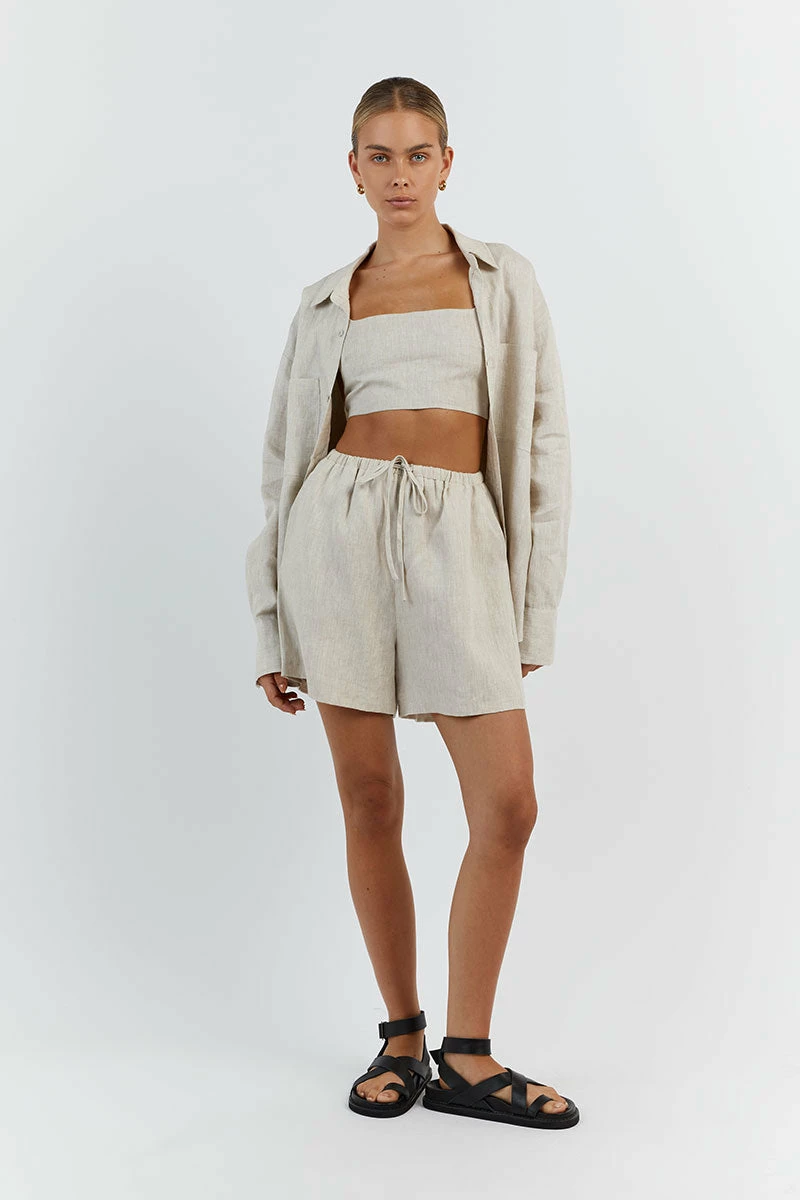 DISSH HAZEL NATURAL LINEN JOGGER SHORT 1 DISSH HAZEL NATURAL LINEN JOGGER SHORT