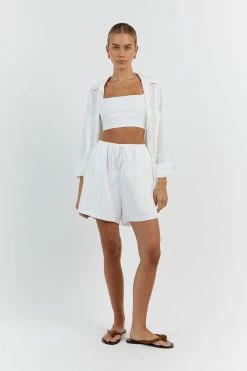 DISSH HAZEL WHITE LINEN JOGGER SHORT