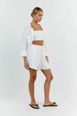 DISSH HAZEL WHITE LINEN JOGGER SHORT 7 DISSH HAZEL WHITE LINEN JOGGER SHORT -DISSH all-clothing Shop DLD07022WE.100 12