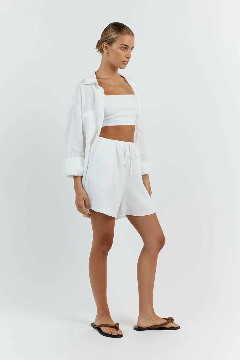 DISSH HAZEL WHITE LINEN JOGGER SHORT 3 DISSH HAZEL WHITE LINEN JOGGER SHORT - Image 3