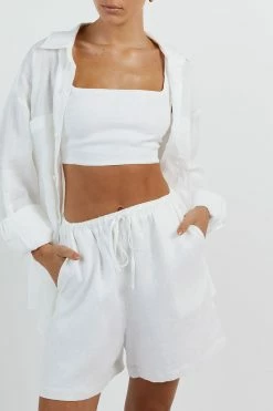 DISSH HAZEL WHITE LINEN JOGGER SHORT 9 DISSH HAZEL WHITE LINEN JOGGER SHORT -DISSH all-clothing Shop DLD07022WE.100 14